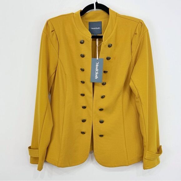 ModCloth Deep Yellow Double Metallic Button Row Military Style Blazer Jacket - Picture 1 of 16